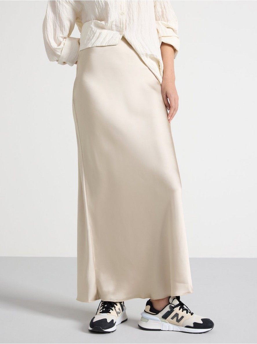 Maxi skirt in satin Light Beige