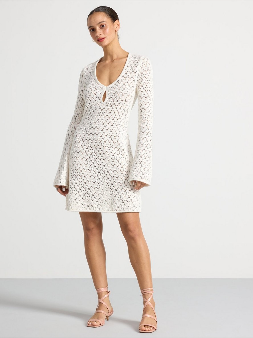 Pattern knit mini dress Off white