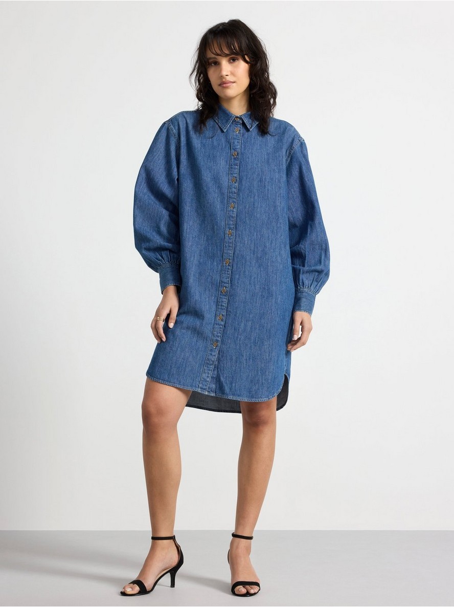 Shirt dress in denim Denim blue