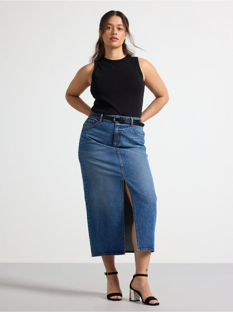 Long denim skirt blue