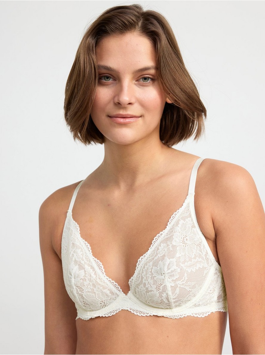 Unpadded bra with lace Light Dusty White