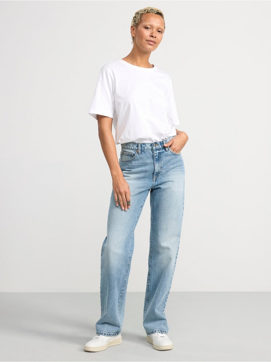 FRANKA High waist straight jeans with extra long leg Light denim