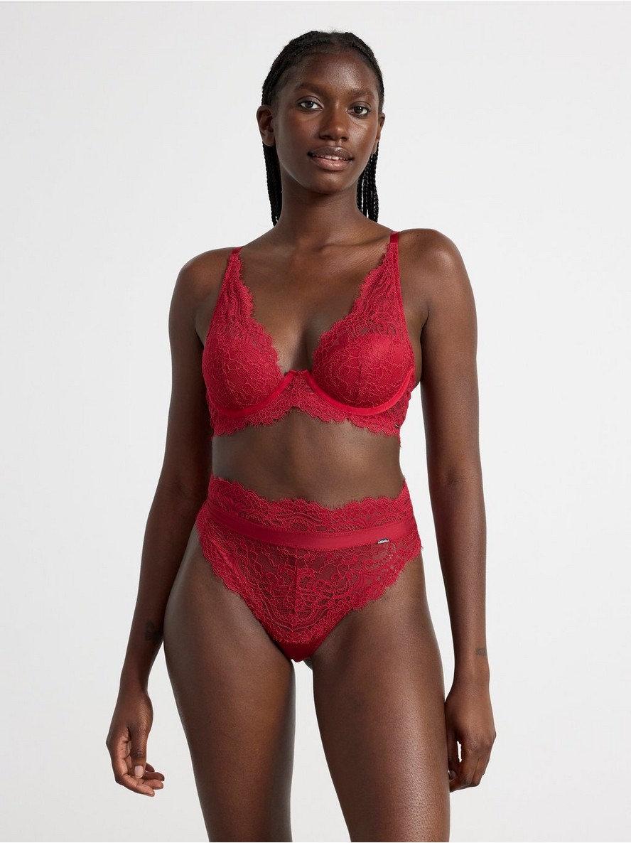 Tulip t-shirt bra with lace Dark Red
